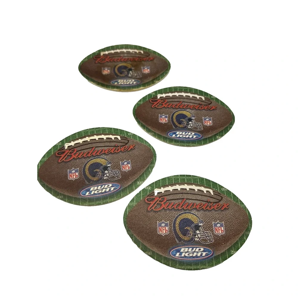 Budweiser Rams NFL Football Coasters 2001 Schedule Beer Barware Set‎